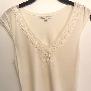 Banana Republic cream beads crystal cap sleeve top